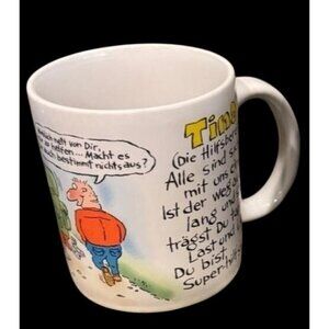 Vintage German Comic Cartoon Ceramic Coffee Mug Language Graphic Design * C02-p